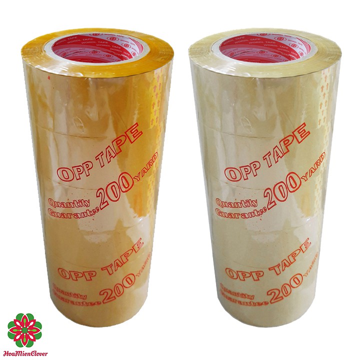 SET 6 cuộn Băng Keo Dán Thùng 200 yard 4F8 Lõi Giấy - Nâu Vàng | Trắng Trong | Shopee Việt Nam