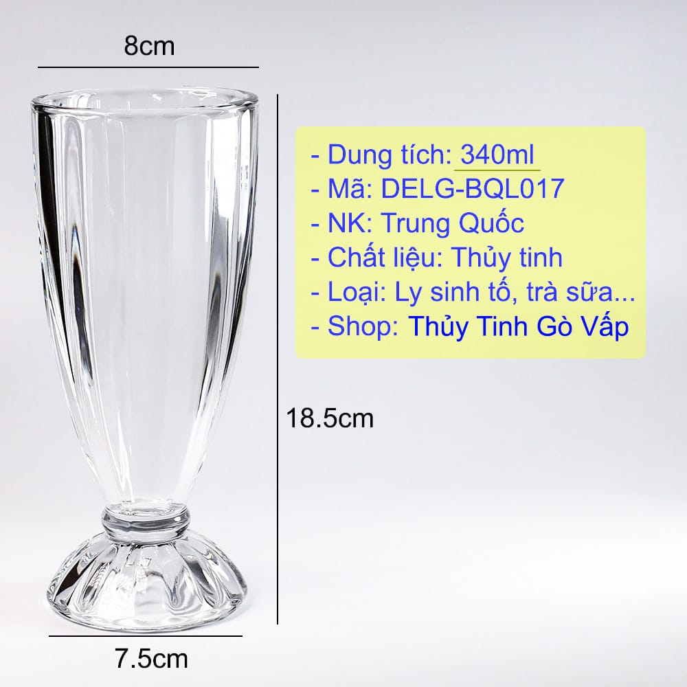 Ly thủy tinh sọc dài 340ml Alaska Soda DELG-BQL017 (Hộp 6 cái)