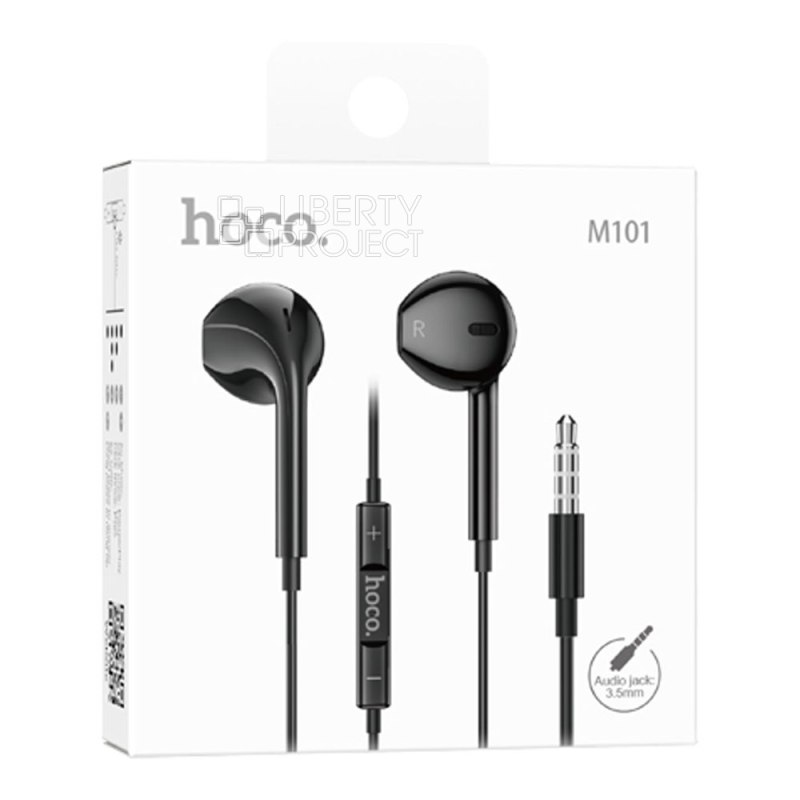 Гарнитура HOCO M101 Crystal 3.5мм, вкладыши, громкость +/-, 1.2м (черный) — купить оптом в интернет-магазине Либерти