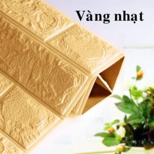 Xốp Dán Tường Giả Gạch 70x70cm Trắng/ Đen/ Xanh Dương/ Lá/ Hồng/ Vàng Nhạt/ Xám - Vàng Nhạt///DL