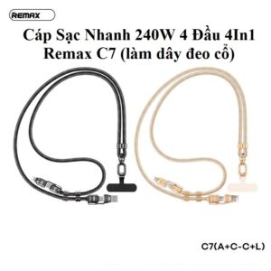 Cáp Sạc Nhanh 240W 4 Đầu 4In1 Remax C7 (làm dây đeo cổ)///DL