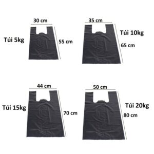 1kg Túi Nilon PE Đen Dai 2 Quai Xách (Lớn 50cm) Đựng Cho 20kg/ (Trung 35cm) Đựng Cho 10kg/ (Nhỏ 26cm) Đựng Cho 2kg - (Trung 35cm) Đựng 10kg