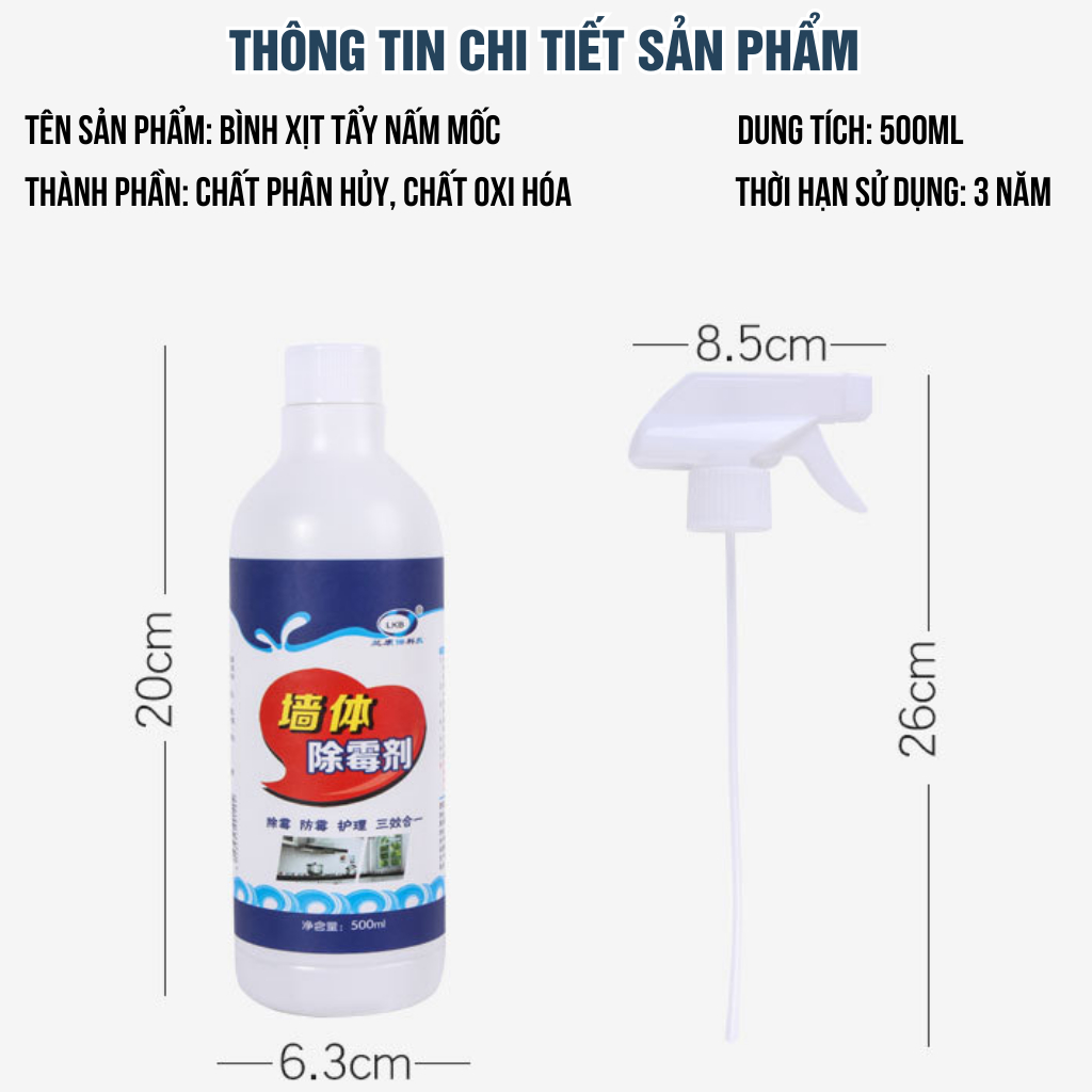 Chai xịt tẩy nấm mốc 500ml LKB