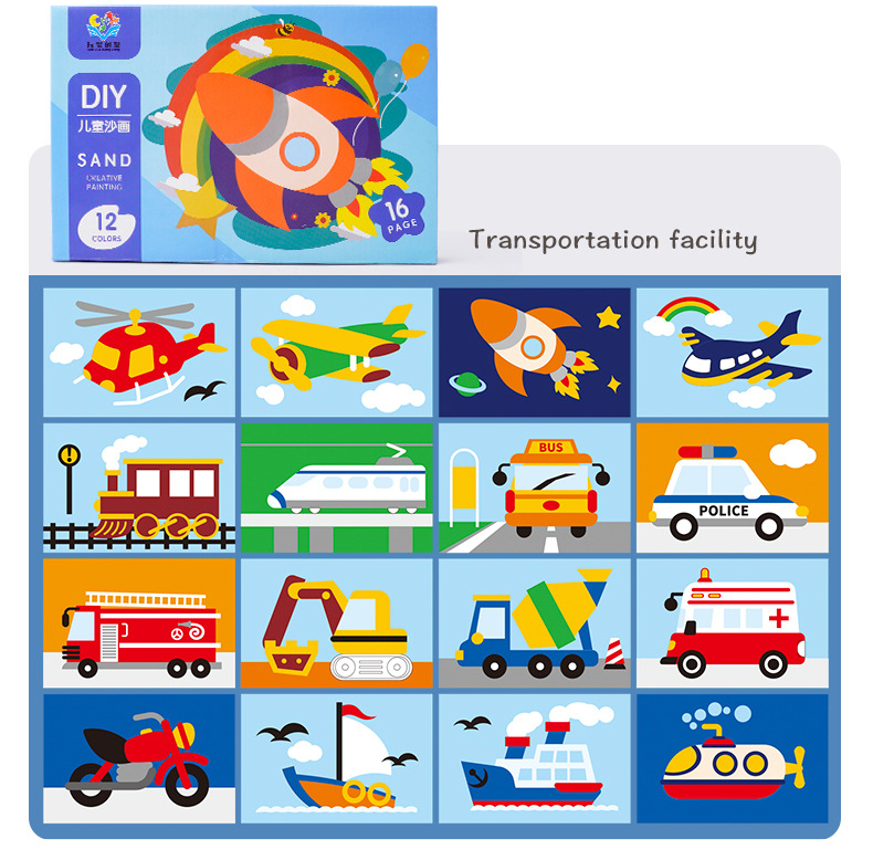 Tranh cát cho bé bộ tranh 16 bức tô màu