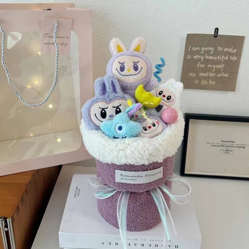Bóa Hoa Gấu Bông Labubu Vải Len Bóa Hoa Gấu Bông Labubu Vải Len