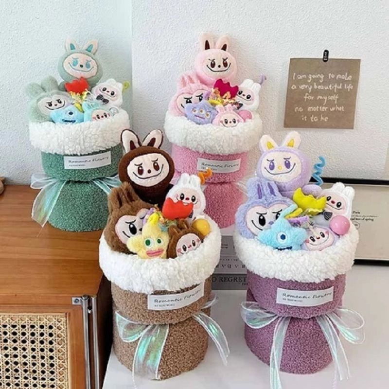 Bóa Hoa Gấu Bông Labubu Vải Len Bóa Hoa Gấu Bông Labubu Vải Len