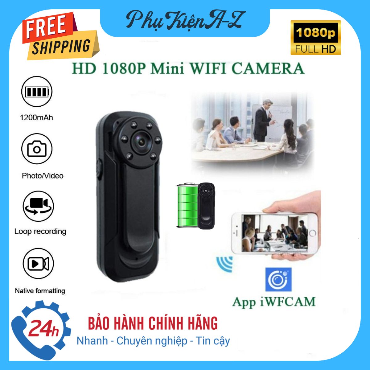 Camera mini, Camera Cài Áo, Camera Siêu Nhỏ, Camera Mini Giấu Kín Wifi Kết Nối Điện Thoại BK01 Hồng Ngoại Quay Ban Đêm Báo Động Chống Trộm , Thiết Kế Thông Minh