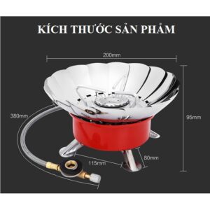 Bếp Ga Xếp Gọn Du Lịch (có Chắn Gió + Có Dây/ Không Dây) Và Đầu Chuyển Đổi Bình Gas Mini Bình (Tròn sang Bình Dài) - Bếp Chắn Gió + (Có Dây)