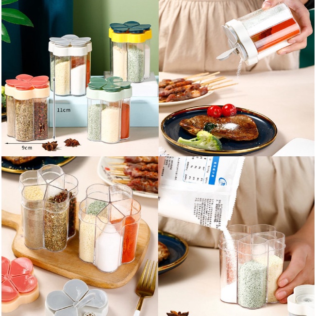 Hộp Đựng Gia Vị 5 Ngăn, Lọ Gia Vị Nhiều Ngăn Hình Hoa Có Nắp Tiện Lợi Hũ Đựng Đồ Nhà Bếp Hàng Loại 1 Giá Rẻ