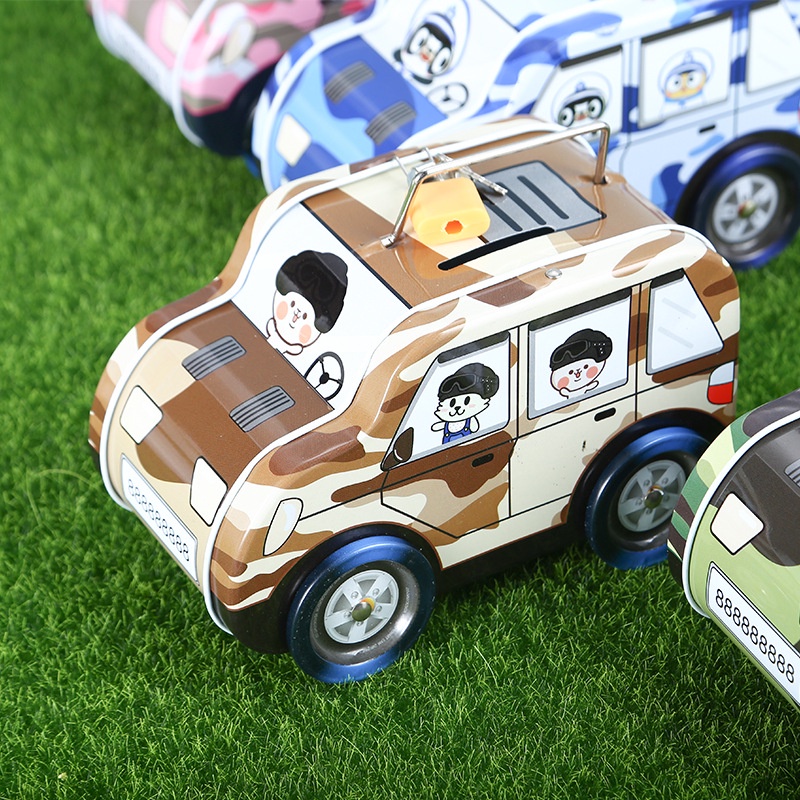 Hộp Két Sắt Đựng Tiền Tiết Kiệm Hình Ô Tô - Tặng Ổ Khóa Mini