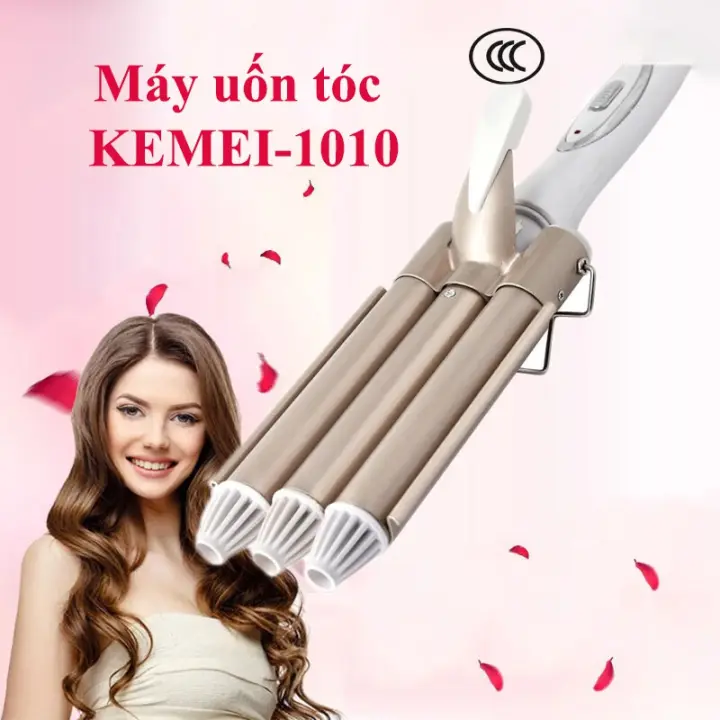 Máy uốn tóc 3 trục có điều chỉnh nhiệt độ kemei KM1010 | Lazada.vn