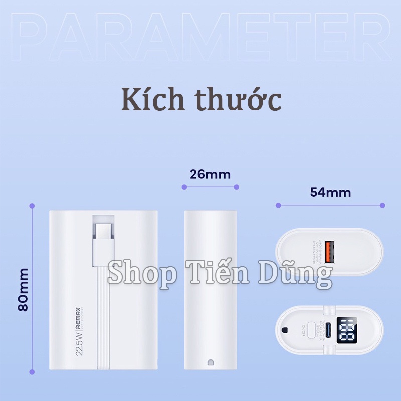 Pin sạc dự phòng nhanh 20w Remax RPP 572 dung lượng 10000mAh kèm 2 dây sạc và dây treo siêu nhỏ gọn Super 20W+22.5W PD+Q | Shopee Việt Nam