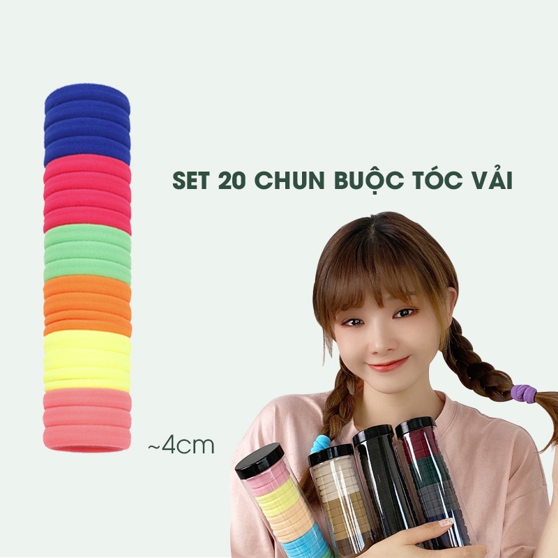 Sét 20 Chun Buộc Tóc Nhiều Màu Sắc Dây Buộc Tóc ống Trơn Kèm ống đựng Trong Suốt - Cột tóc | ThờiTrangNữ.vn