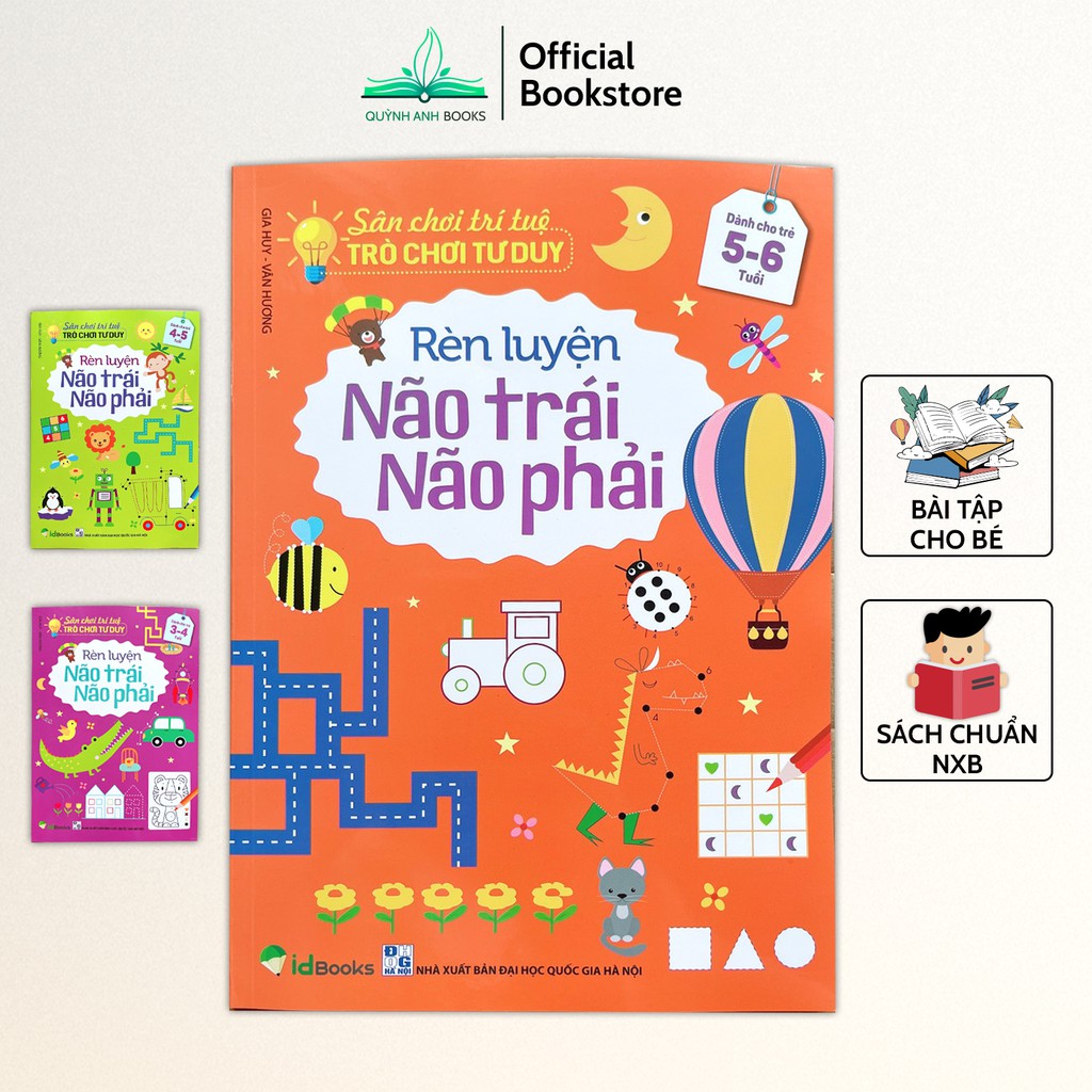 Sách - Sân chơi trí tuệ trò chơi tư duy rèn luyện não trái não phải dành cho trẻ từ 3-6 tuổi (Bộ 3 quyển) - NPH ID books | Shopee Việt Nam