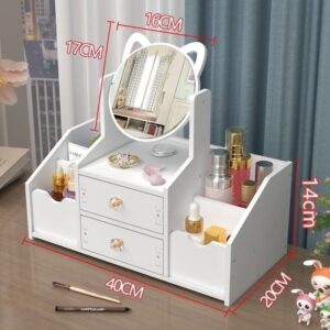 Kệ/Tủ Đựng Mỹ Phẩm Kèm Gương (2 Ngăn Kéo + 4 Hộc) và Kệ/Tủ Mỹ Phẩm Có Gương Tai Mèo 2 Ngăn Kéo - Loại Lớn 2 Ngăn 4 Hộc