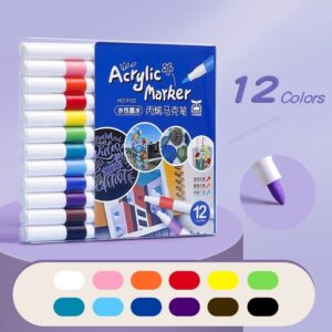 Bộ 12/ 24/ 36/ 48/ 60 Bút Màu Acrylic Marker Chống Nước Vẽ Trên Mọi Chất Liệu - 12 Bút