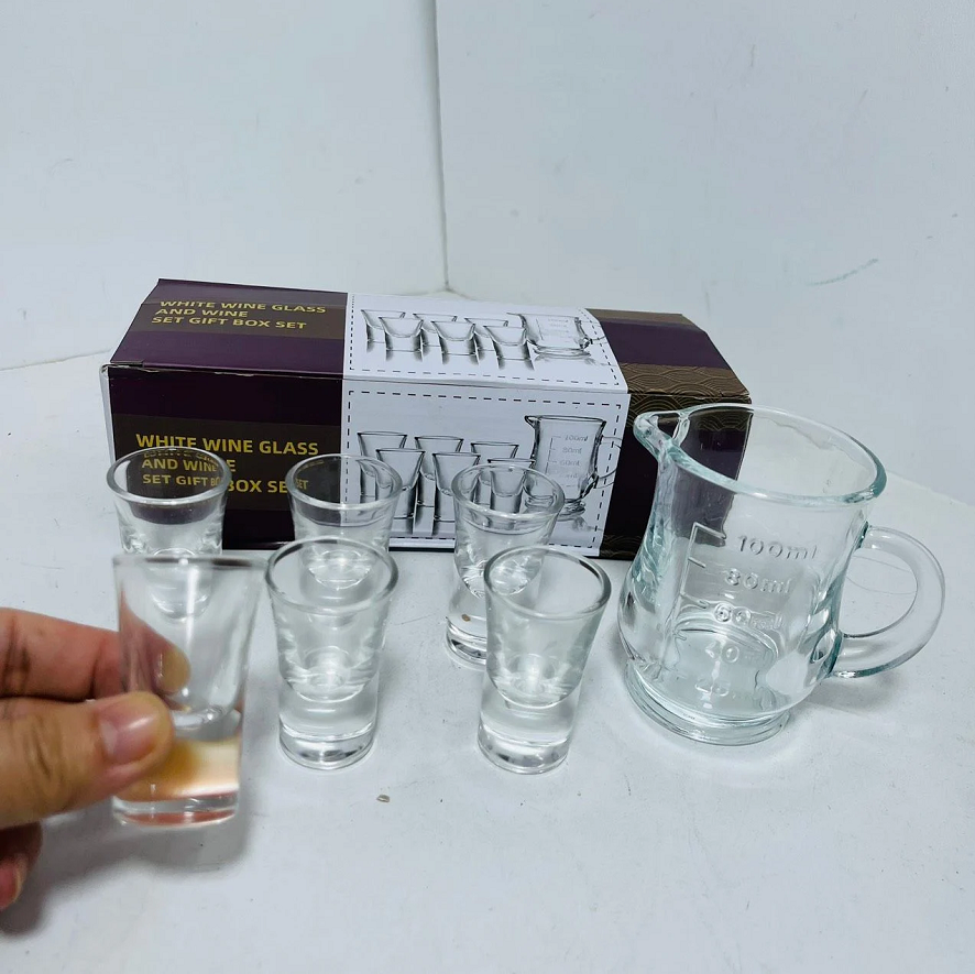 Bộ set cốc + ly chia rượu thủy tinh