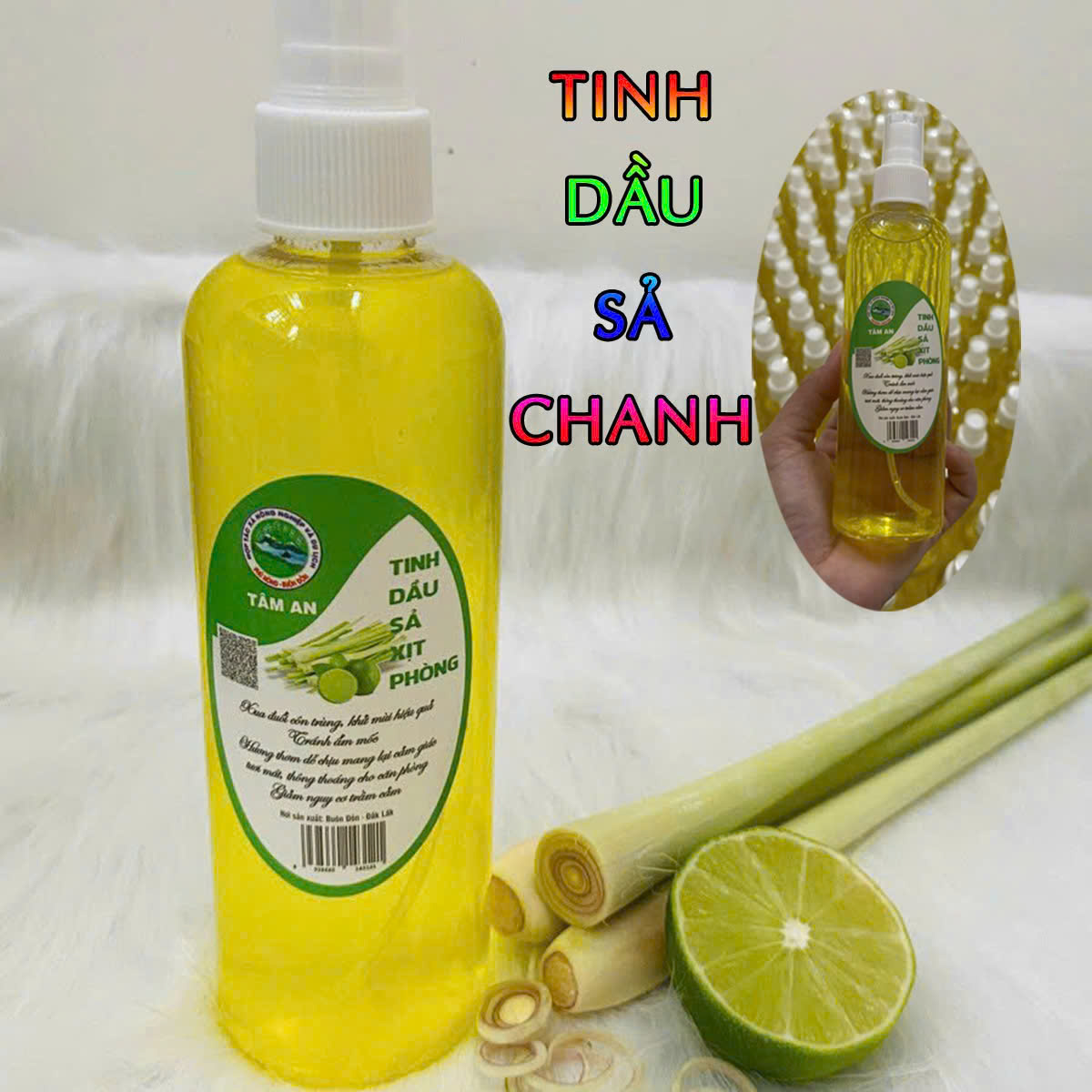 Chai xịt phòng tinh dầu sả chanh thơm phòng đuổi muỗi tiện lợi 250ml 