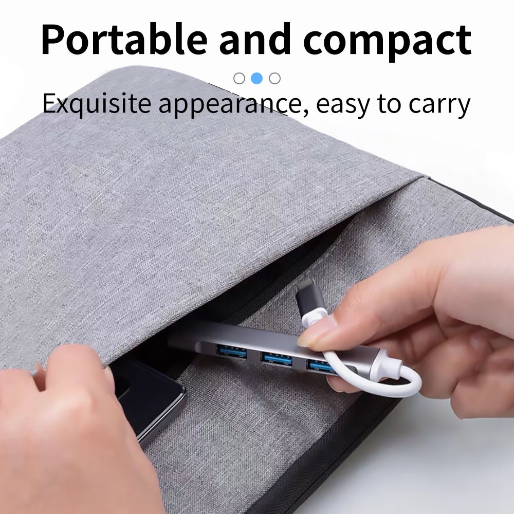 Hub/ Bộ Chia Type-C/ USB Ra 4 Cổng USB 3.0 Trắng Vỏ Nhôm