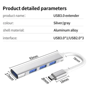 Hub/ Bộ Chia Type-C/ USB Ra 4 Cổng USB 3.0 Trắng Vỏ Nhôm và Hub Chia 4/7 Cổng Usb Có Công Tắc - Type-c Ra 4 Cổng USB 3.0 Nhôm