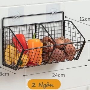 Kệ Treo Dán Tường Đa Năng Lưới Sắt 2 Ngăn