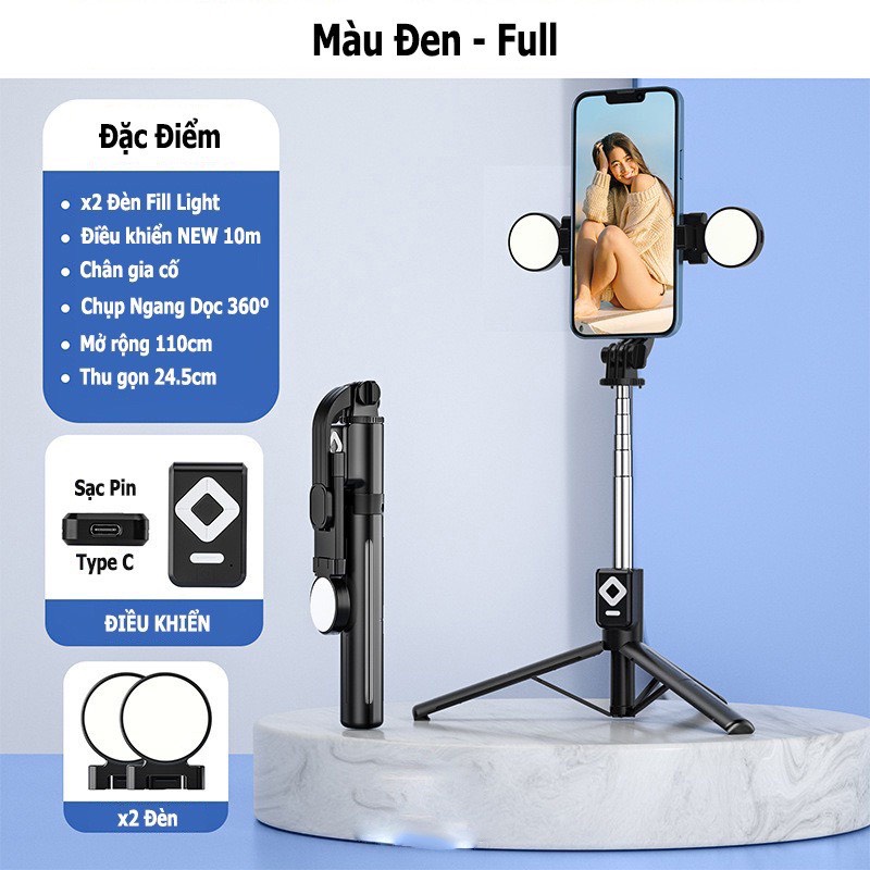 Gậy chụp ảnh 3 chân B11S thế hệ mới, có đèn led trợ sáng, Gậy selfie chụp hình, tự sướng,bluetooth điều khiển từ xa | Shopee Việt Nam
