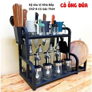 Kệ Gia Vị Nhà Bếp Chữ B Có Gác Thớt (Nhựa Cứng)