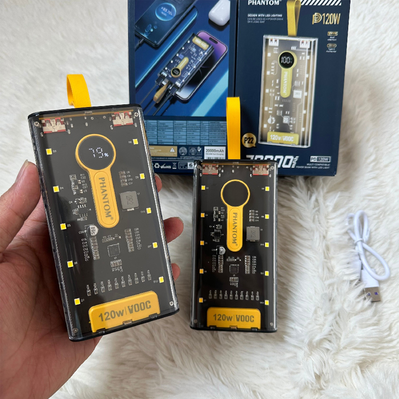 PIN DỰ PHÒNG 20.000MAH PHANTOM P22 TRONG SUỐT CHÍNH HÃNG - Đa dạng sản phẩm  công nghệ, đồ dùng gia dụng, điện - điện tử