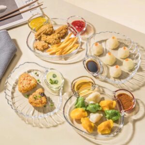 Đĩa Sứ Vỏ Sò (Thủy Tinh) Có Khay đựng Nước Chấm