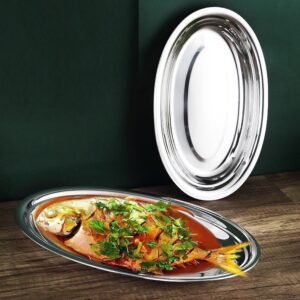 Dĩa inox bầu dục hột xoài inox 26x16cm. dùng đựng cá hấp, thức ăn///DL