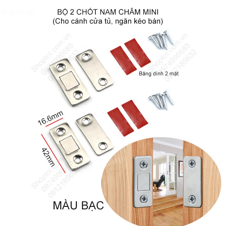 Bộ 2 chốt nam châm mini cho cửa tủ, ngăn kéo bàn với nam châm mỏng, lực hút mạnh có băng dính 2 mặt và vít kèm theo | Shopee Việt Nam