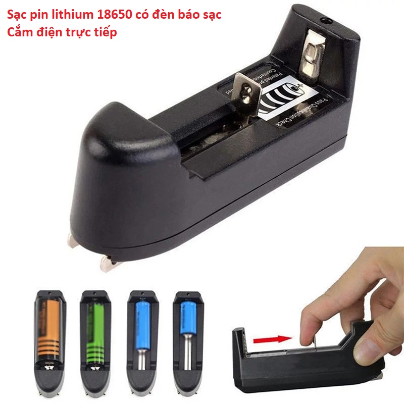 Sạc Pin Li-ion 3.7V 18650, 14500, 16340.... Loại 1 Viên (Cắm Điện,có đèn báo đầy) | Shopee Việt Nam