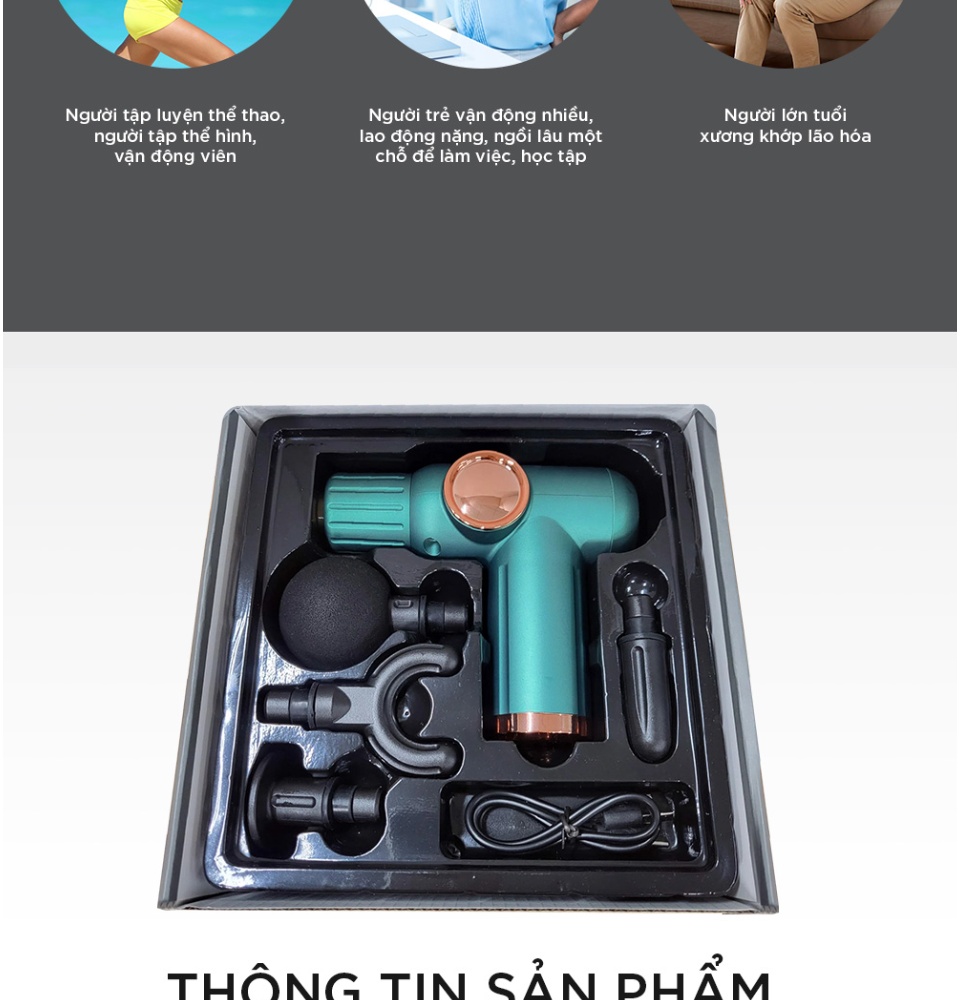 Máy massage cầm tay Gun JK-511 4 đầu, màn hình cảm ứng 32 chế độ rung, động cơ mạnh mẽ - Chính hãng 1 đổi 1 | Lazada.vn