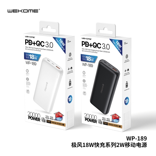 Pin sạc dự phòng nhanh 18W Wekome WP-189 20.000mAh PD+QC3.0 [BH: 6 tháng]