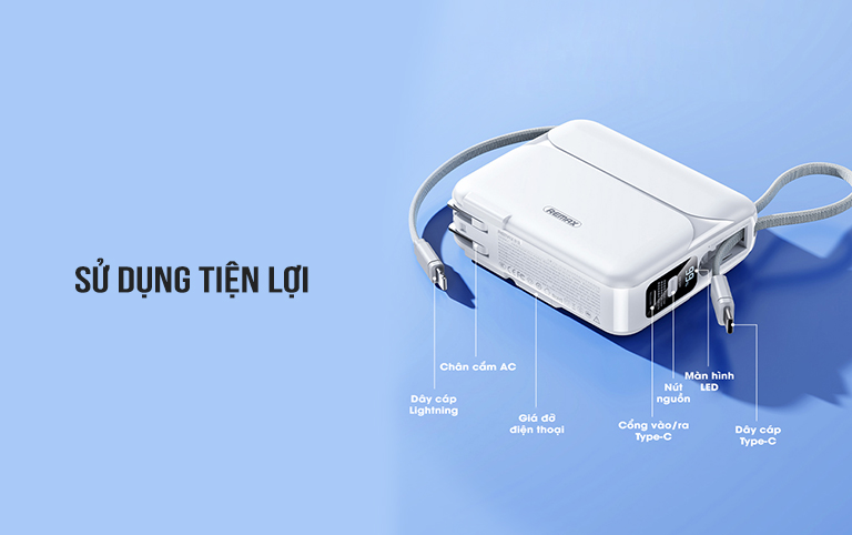 Củ sạc kiêm sạc dự phòng đa năng 3in1 20000mAh Remax RPP-553