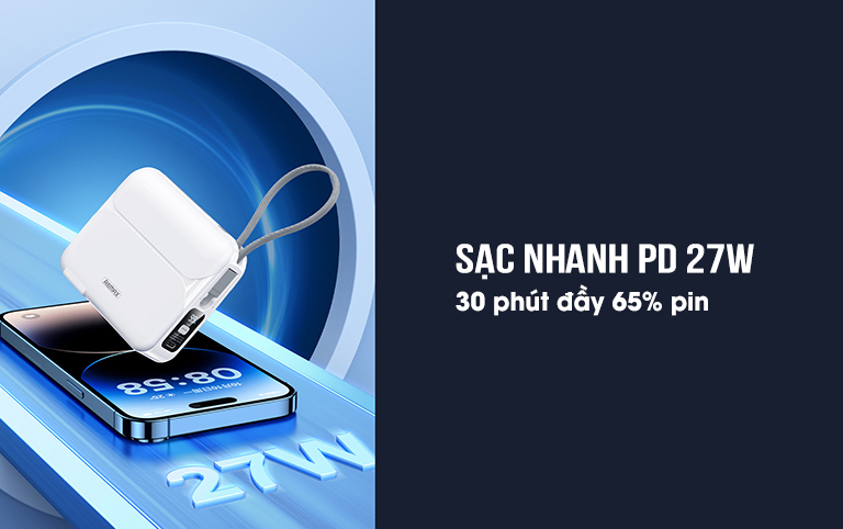Củ sạc kiêm sạc dự phòng đa năng 3in1 20000mAh Remax RPP-553