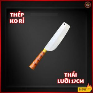 Dao Thái Thép Không Rỉ Cán Trúc Tay cầm Chống Trượt Lưỡi 23cm/ 20cm/ 17cm/ 13cm - Lưỡi 17cm