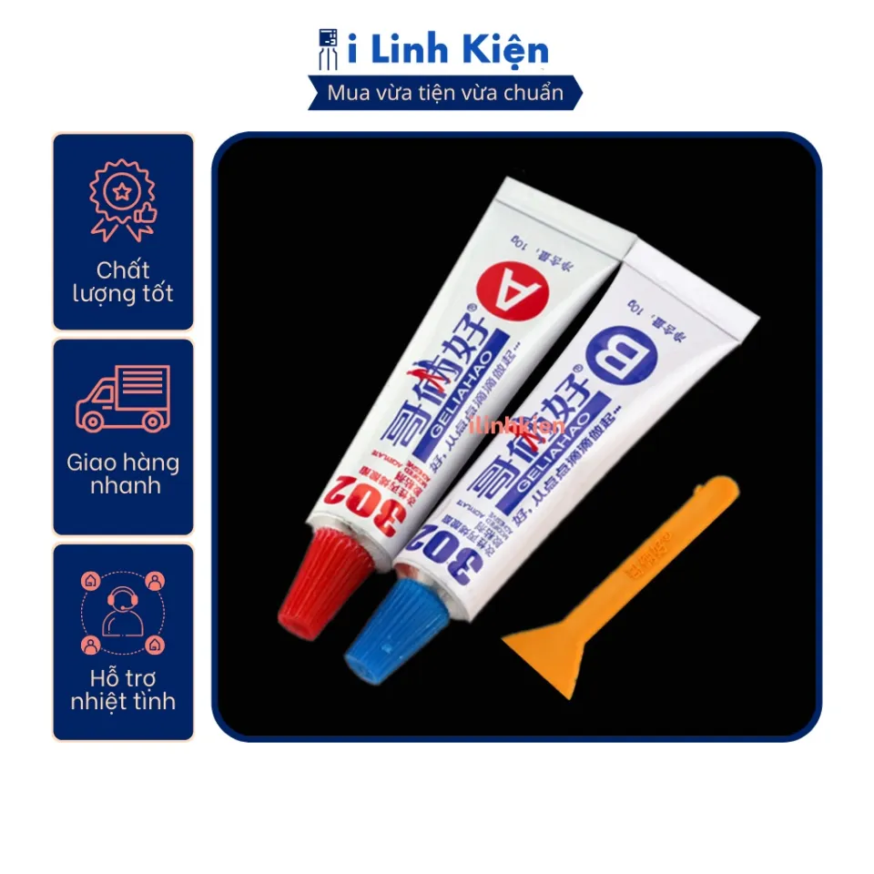 Keo epoxy , keo AB 302 trong suốt 2 thành phần chịu nhiệt dán nhựa , dán gỗ , dán kim loại. | Lazada.vn