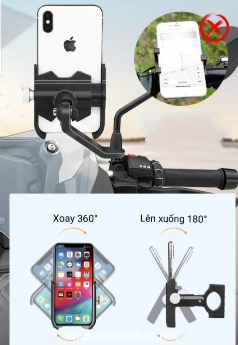Giá Đỡ Kẹp Điện Thoại C2 gắn trên Xe Máy Hợp Kim Nhôm