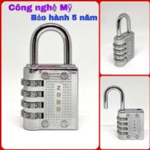 Chữ Số 5 Số Tiện Lợi và ổ Khóa Mini Inox Zoro 4 Số Màu Bạc Chính Hãng - Khóa Mini Inox Zoro 4 Số