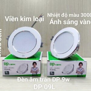 Bóng Đèn Âm Trần DP-QPT-09L 9W sáng vàng 3000k Viền Bạc (bán nguyên thùng 50 cái)chỉ nhận đặt hàng