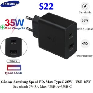 Cóc Sạc Nhanh 35W Samsung S22 Zin Cổng Ra