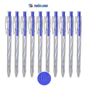 Combo 10 Bút Bi Thiên Long TL-027 (loại Rẻ) và Combo 2 Bút Bi Gel Nước Mực Xanh (Xịn)