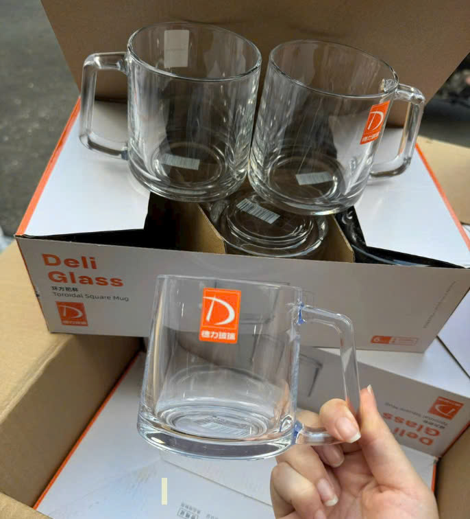 BỘ 6 LY THỦY TINH 350ML CÓ QUAI DELI TZ401