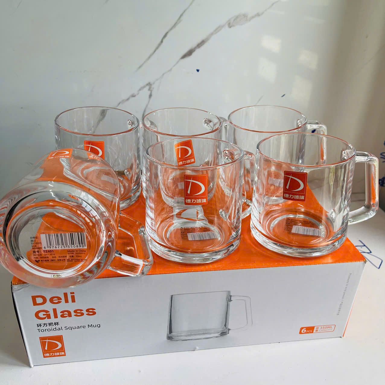  [6] set 6 Cốc Thủy tinh có quai 350ml TZ401 