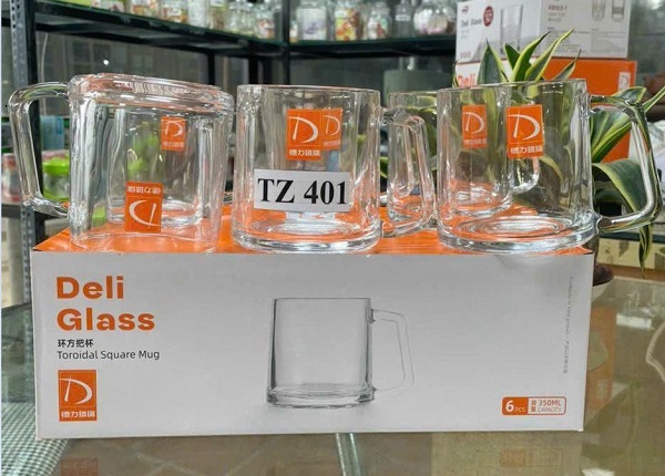 BỘ 6 LY THỦY TINH 350ML CÓ QUAI DELI TZ401