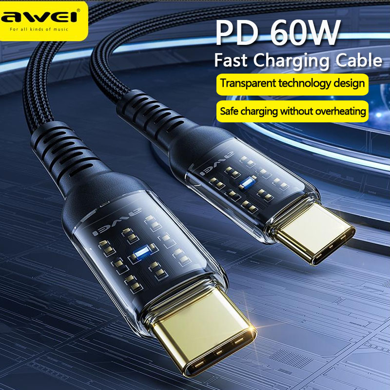 Awei CL-138 PD 60W USB Type C Cable For iPhone 14 13 12 Pro Max Xiaomi iPad Fast Charging Date Cable Quick Charge Wire Cord - AliExpress