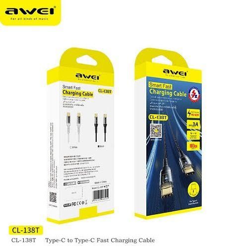 CL-138T PD 60W Type-C To Type-C Fast Charging Cable 20V/3A - 1M - Awei - Jumia Egypt