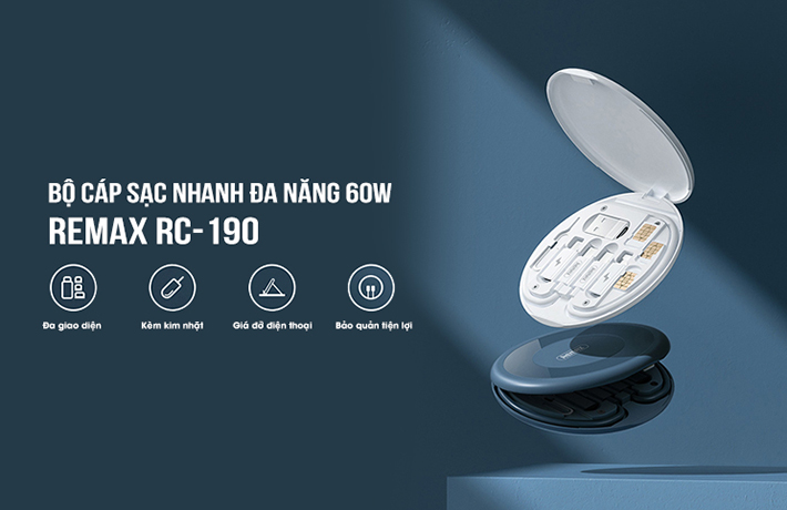 Bộ cáp sạc nhanh đa năng 60W Remax RC-190 1