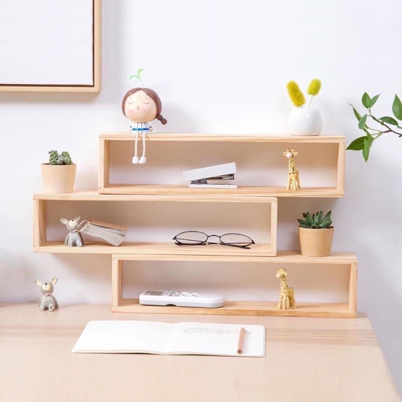 3 KỆ GỖ hộp chữ nhật Decor Trang trí Hình Chữ Nhật Trang Trí Để Bàn, Để Đồ, Vật Dụng Nhỏ kích thước 10x10x40 cm - Kệ & Tủ | NhàF.vn